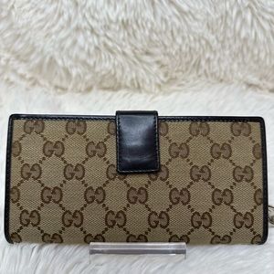 Gucci Beige/Brown GG Canvas and Leather Trim Wallet with Charm